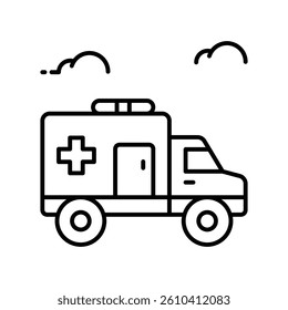 Ambulance vector outline icon. EPS 10 file