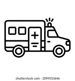 Ambulance Vector Outline Icon Isolated On White Background
