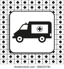 Ambulance. Vector symbol. Black and white view