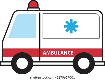 Ambulance vehicle emergency medical technician vector illustration.