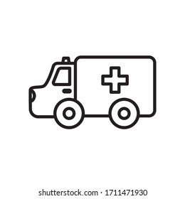 ambulance vehicle icon over white background, line style, vector illustration