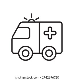 ambulance vehicle icon over white background, line style, vector illustration