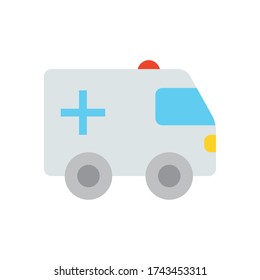ambulance vehicle icon over white background, flat style, vector illustration