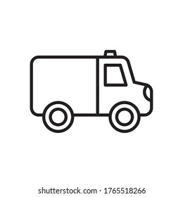 ambulance vehicle icon over white background, line style, vector illustration