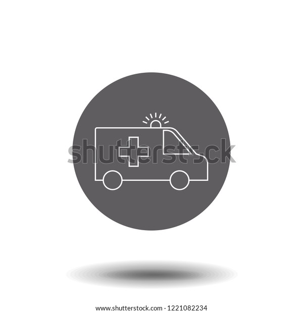 Ambulance vehicle with\
siren vector line icon isolated on white background. Ambulance\
vehicle car line icon for infographic, website or app. Icon\
designed on a grid\
system.