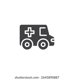Ambulance vehicle solid icon. glyph vector icon showing emergency transport. Used as a healthcare icon symbol for rescue and medical services.