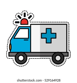 ambulance vehicle sticker icon over white background. vector illustration