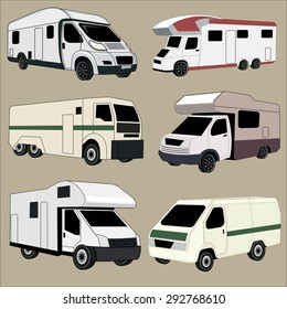 Ambulance vehicles vector image design set. 