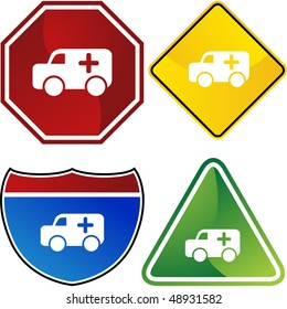 Ambulance web button isolated on a background.