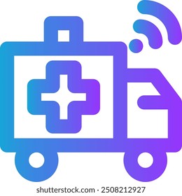 Ilustração do vetor do ícone da web da ambulância do símbolo da cidade inteligente plano de fundo do vetor da linha do gradiente perfeito 