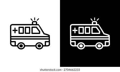 Diseño de conjunto de iconos blancos de ambulancia