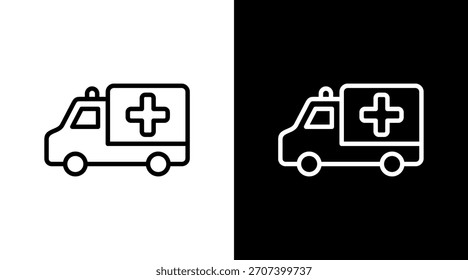 Diseño de conjunto de iconos blancos de ambulancia