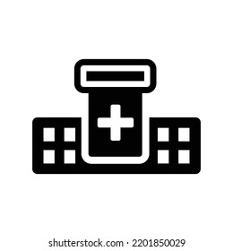 Ambulatory, Dispensaries, Dispensary Icon. Black Vector Graphics.