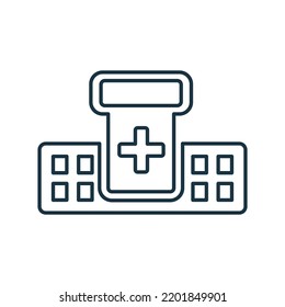 Ambulatory, Dispensaries, Dispensary Outline Icon. Line Art Vector.