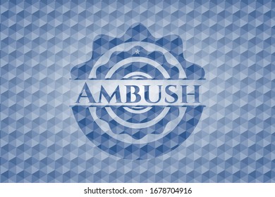 Ambush blue polygonal emblem. Vector Illustration. Detailed.
