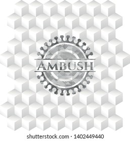 Ambush grey emblem with geometric cube white background