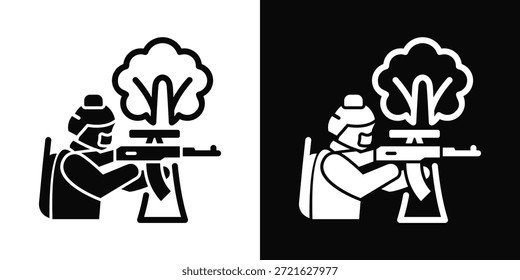 Estilo de fondo blanco y negro del icono de la emboscada