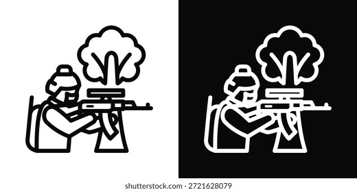 Estilo de fondo blanco y negro del icono de la emboscada