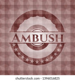 Ambush red polygonal badge. Seamless.