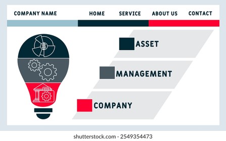 AMC - Asset Management Company acronym. business concept background. vector illustration concept with keywords and icons. lettering illustration with icons for web banner, flyer, landing pag