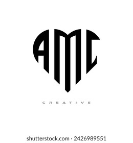 AMC creative love shape monogram letter logo. AMC Unique modern flat abstract vector letter logo design.
