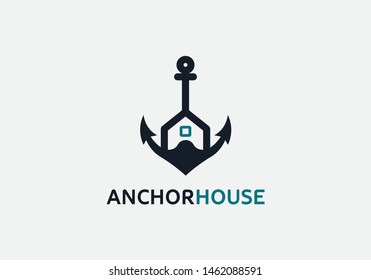 Amchor House Logo Design. Vector illustration for marine and heraldry design