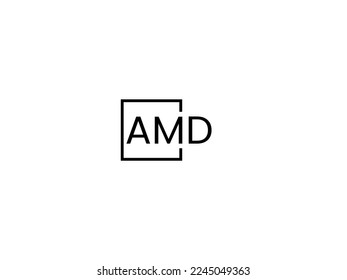 Letra AMD diseño creativo moderno elegante del logo de swoosh