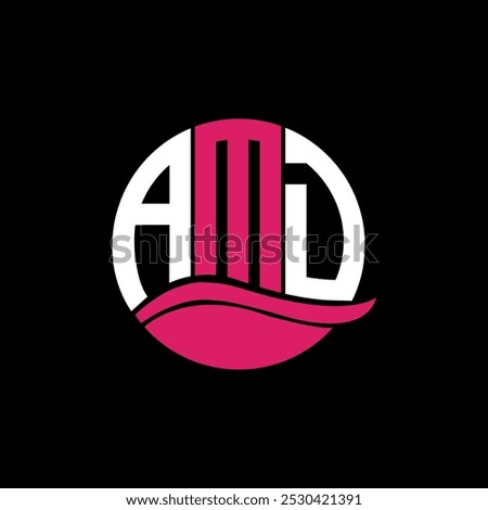 AMD logo monogram isolated on circle element design template, AMD letter logo design on black background. AMD creative initials letter logo concept. AMD.
