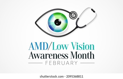 AMD Low vision awareness month is observed every year in February, Vector illustration