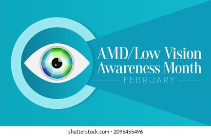 AMD Low vision awareness month is observed every year in February, Vector illustration