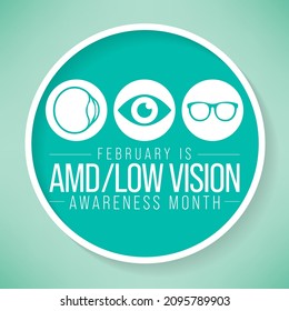 AMD Low vision awareness month is observed every year in February, Vector illustration