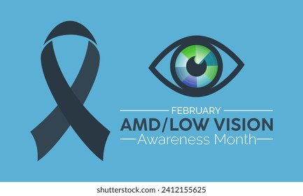 Amd low vision awareness month observed every year in month of february. Vector health banner, poster, template design.