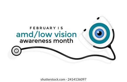 Se observó un mes de concientización de baja visión cada año en el mes de febrero. Cartel, afiche, diseño de plantilla de tarjeta. Concienciación sobre la salud.