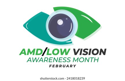 AMD Monat für Bewusstseinsbildung bei niedriger Sehschärfe. Hintergrund, Banner, Karte, Poster, Vorlage. Vektorgrafik.