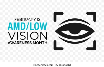 AMD Low oder AMD Low Vision Awareness Monat ist jedes Jahr im Februar. Design für Banner, Karten, Prints, Social Media, Poster, Flyer und Hintergrund-Design-Vorlage.