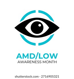 AMD Low oder AMD Low Vision Awareness Monat ist jedes Jahr im Februar. Design für Banner, Karten, Prints, Social Media, Poster, Flyer und Hintergrund-Design-Vorlage.