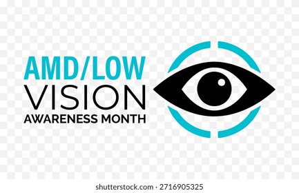 El Mes de Concientización sobre la Baja Visión de AMD o AMD es cada año en febrero. Diseño para Anuncio, tarjetas, impresiones, redes sociales, póster, volante y Plantilla de diseño de fondo.