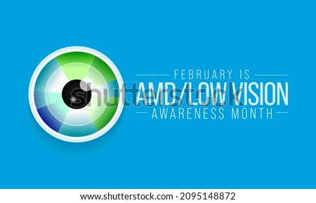 AMD Low vision awareness month is observed every year in February, Vector illustration