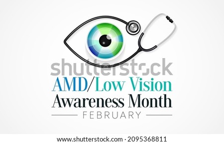 AMD Low vision awareness month is observed every year in February, Vector illustration