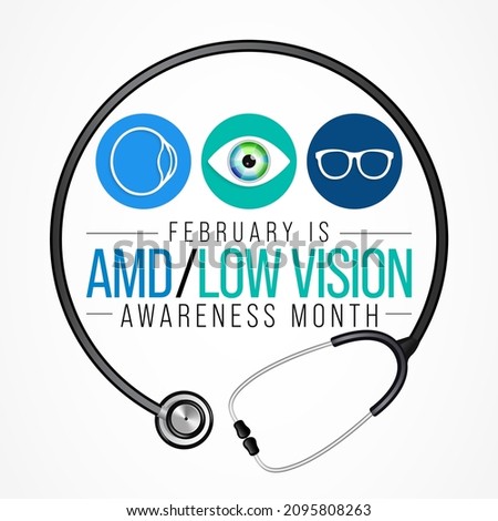 AMD Low vision awareness month is observed every year in February, Vector illustration