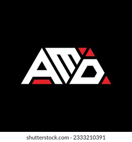 AMD triangle letter logo design with triangle shape. AMD triangle logo design monogram. AMD triangle vector logo template with red color. AMD triangular logo Simple, Elegant, and Luxurious design.