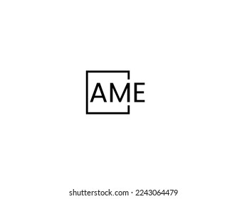 AME letter creative modern elegant swoosh logo design