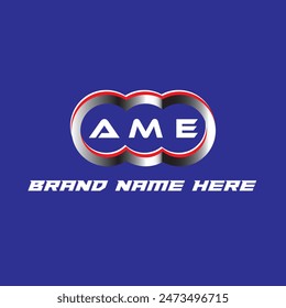 AME letter logo vector unique attractive creative modern initial design white color on blue color background AME letter logo icon design
