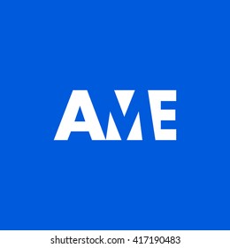 AME Logo. Vector Graphic Branding Letter Element. White Background