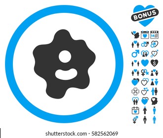 Ameba icon with bonus lovely design elements. Vector illustration style is flat iconic blue and gray symbols on white background.