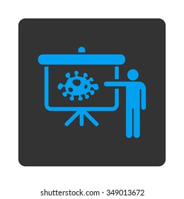 Ameba Report vector icon. Style is flat rounded square button, blue and gray colors, white background.