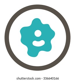 Ameba vector icon. Style is bicolor flat rounded symbol, grey and cyan colors, rounded angles, white background.
