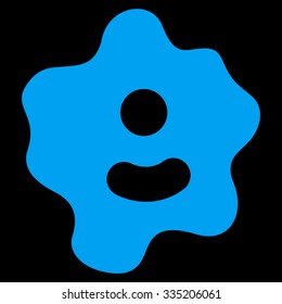 Ameba vector icon. Style is flat symbol, blue color, rounded angles, black background.