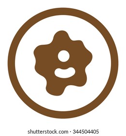 Ameba vector icon. Style is flat rounded symbol, brown color, rounded angles, white background.