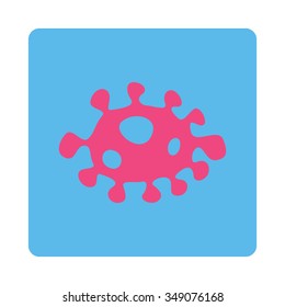 Ameba vector icon. Style is flat rounded square button, pink and blue colors, white background.